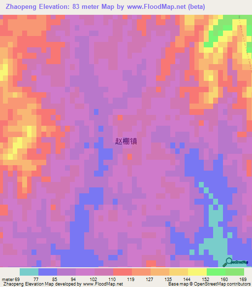 Zhaopeng,China Elevation Map