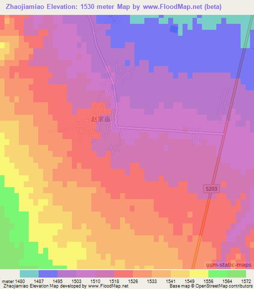 Zhaojiamiao,China Elevation Map