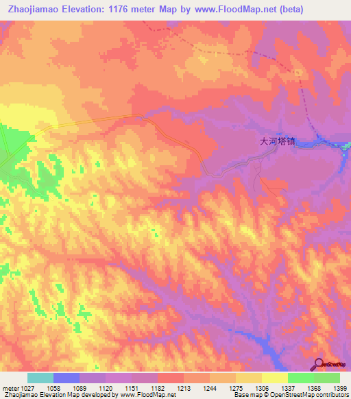 Zhaojiamao,China Elevation Map