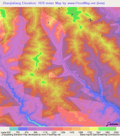 Zhaojialiang,China Elevation Map