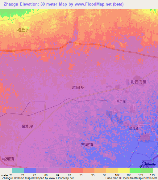 Zhaogu,China Elevation Map
