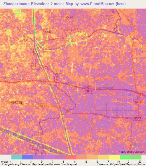 Zhaogezhuang,China Elevation Map