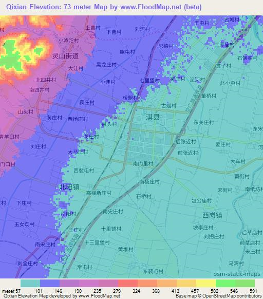Qixian,China Elevation Map