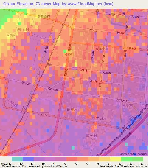Qixian,China Elevation Map