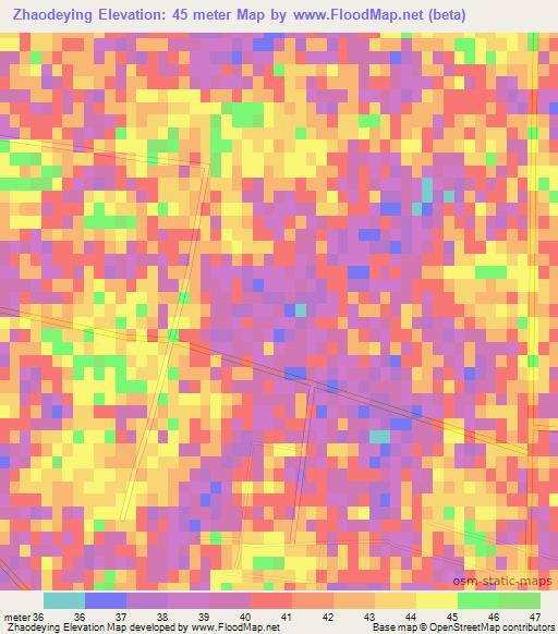 Zhaodeying,China Elevation Map
