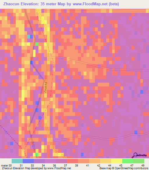 Zhaocun,China Elevation Map