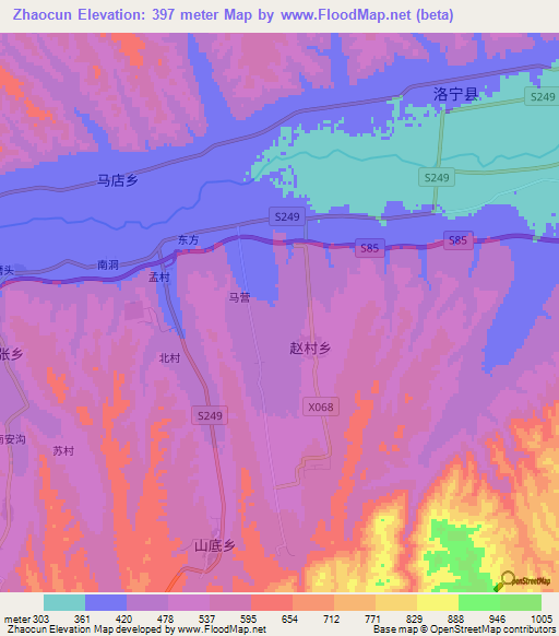 Zhaocun,China Elevation Map