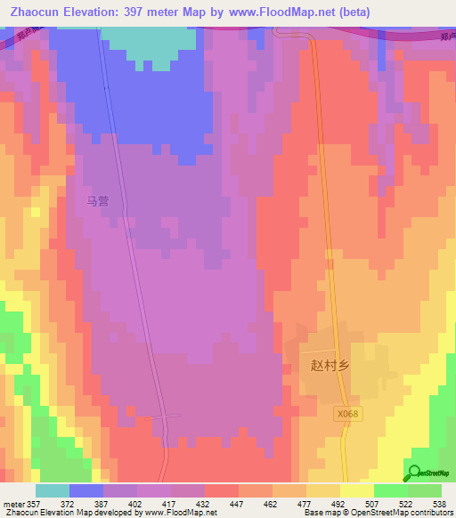 Zhaocun,China Elevation Map