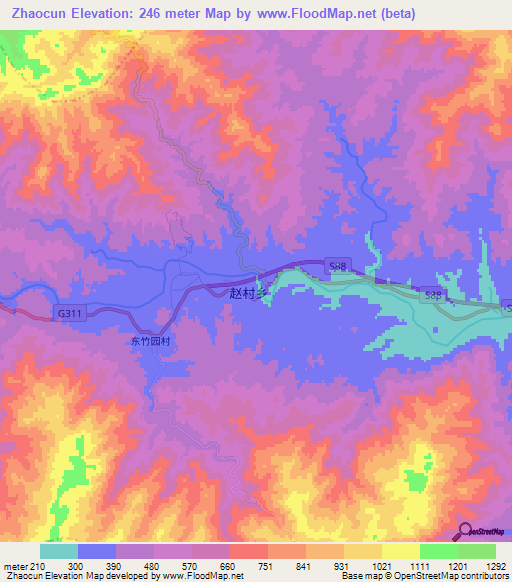 Zhaocun,China Elevation Map