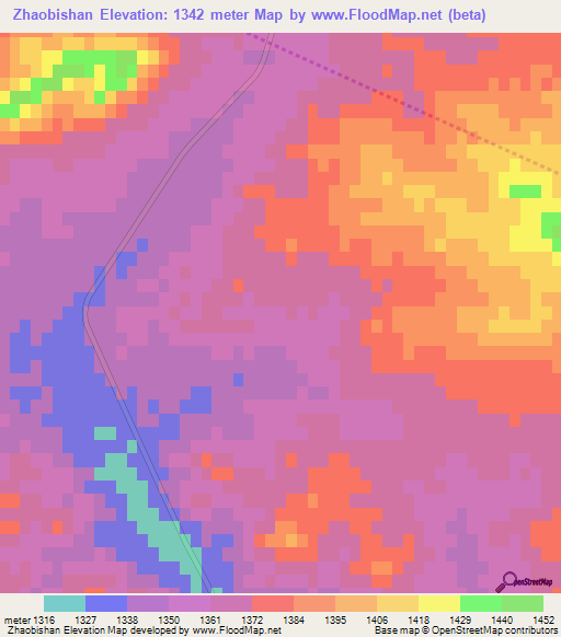 Zhaobishan,China Elevation Map