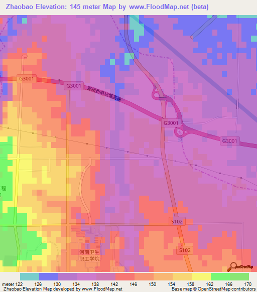 Zhaobao,China Elevation Map