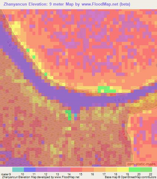 Zhanyancun,China Elevation Map