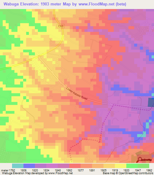 Wabuga,Kenya Elevation Map