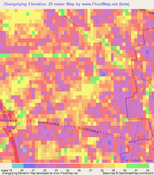 Zhangziying,China Elevation Map