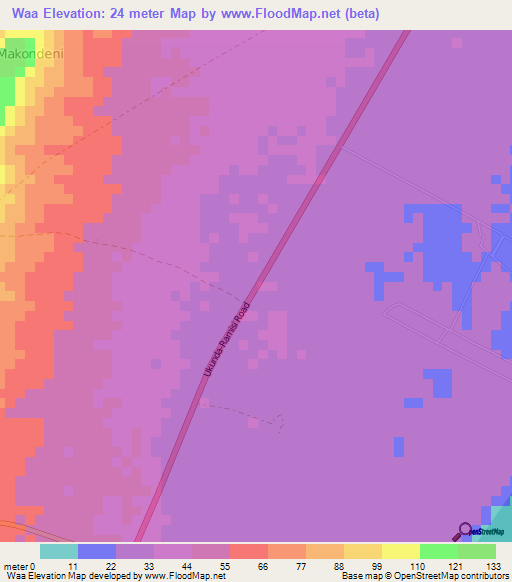 Waa,Kenya Elevation Map