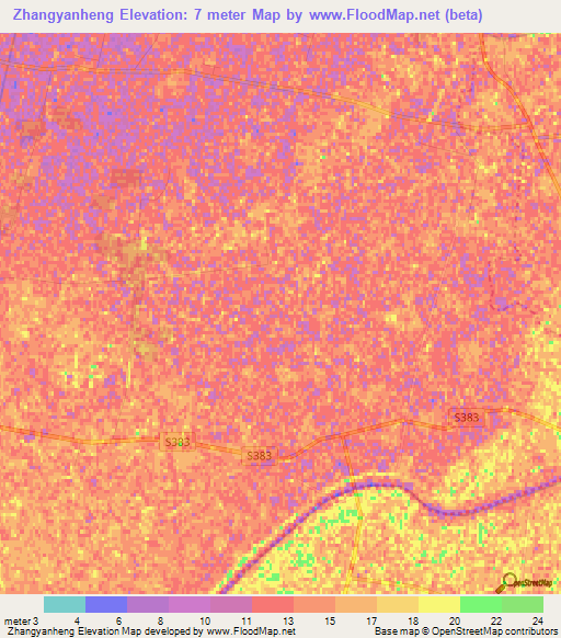 Zhangyanheng,China Elevation Map