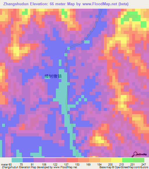 Zhangshudun,China Elevation Map