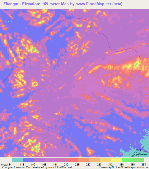 Zhangmu,China Elevation Map