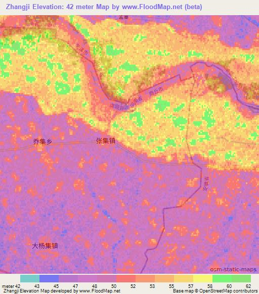 Zhangji,China Elevation Map