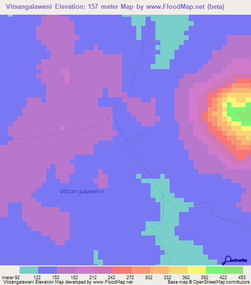 Vitsangalaweni,Kenya Elevation Map