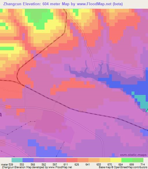 Zhangcun,China Elevation Map