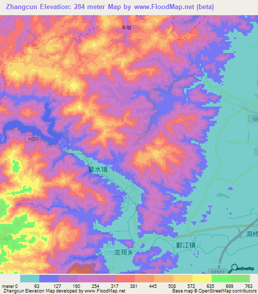 Zhangcun,China Elevation Map