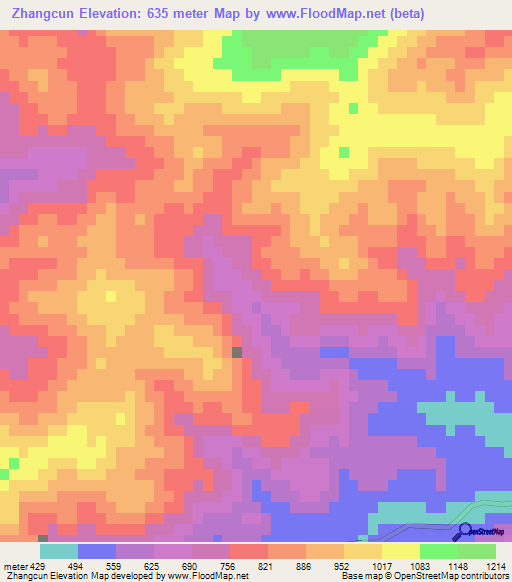 Zhangcun,China Elevation Map
