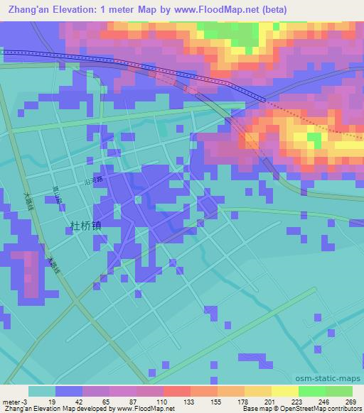Zhang'an,China Elevation Map