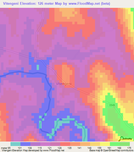Vitengeni,Kenya Elevation Map