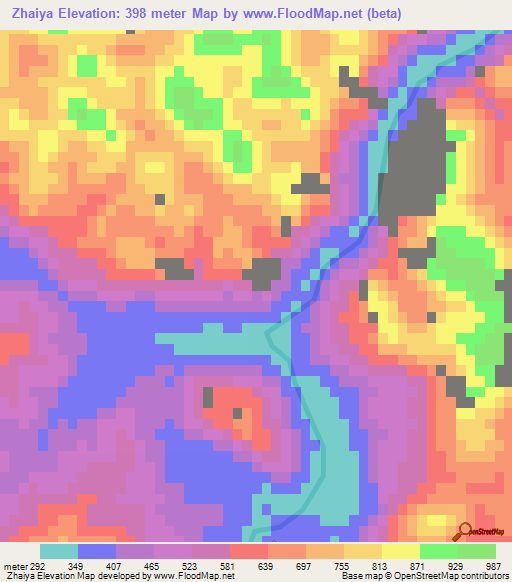 Zhaiya,China Elevation Map