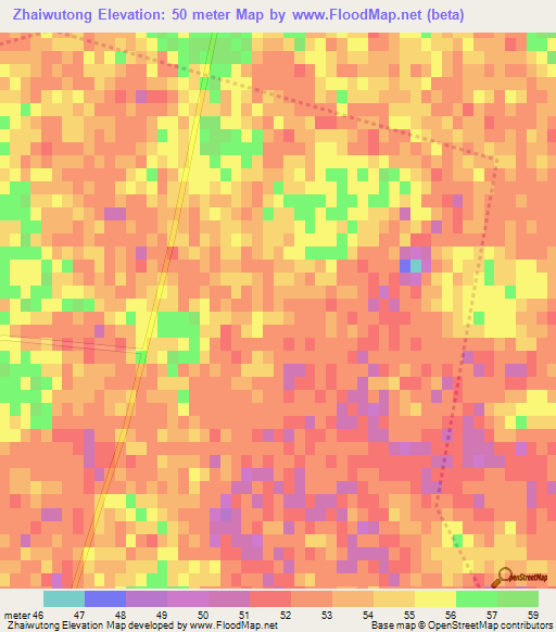 Zhaiwutong,China Elevation Map