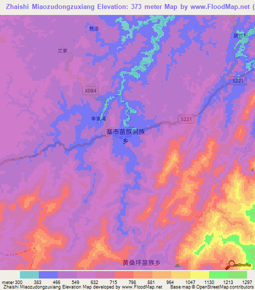 Zhaishi Miaozudongzuxiang,China Elevation Map