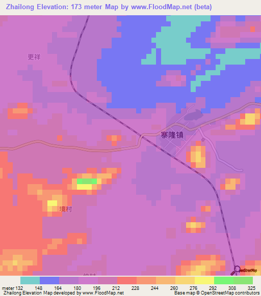Zhailong,China Elevation Map
