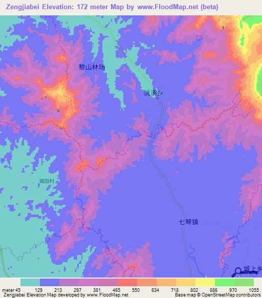 Zengjiabei,China Elevation Map