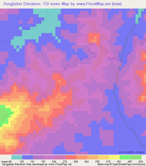 Zengjiabei,China Elevation Map