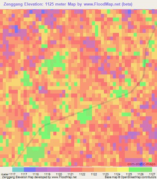 Zenggang,China Elevation Map