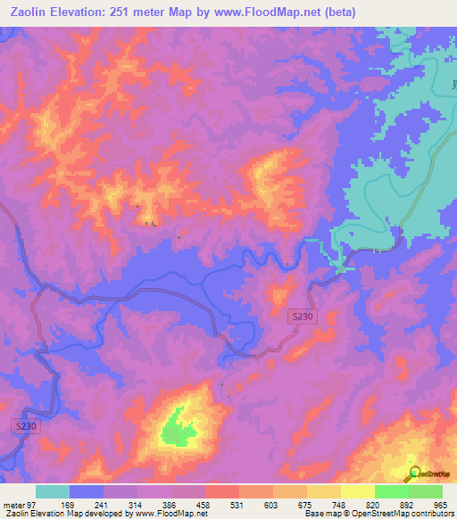 Zaolin,China Elevation Map