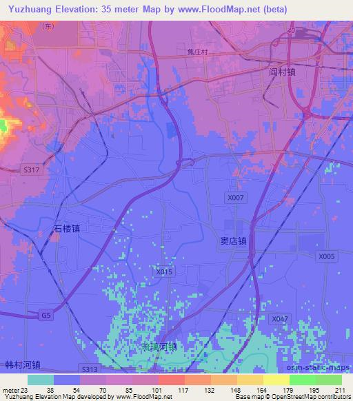 Yuzhuang,China Elevation Map