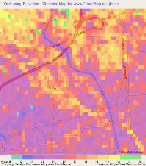Yuzhuang,China Elevation Map