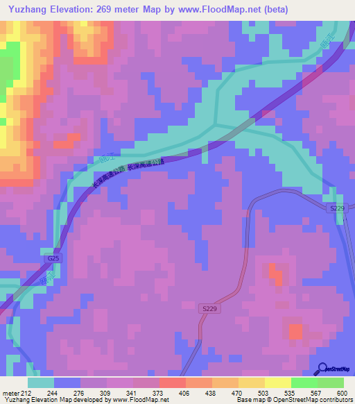 Yuzhang,China Elevation Map