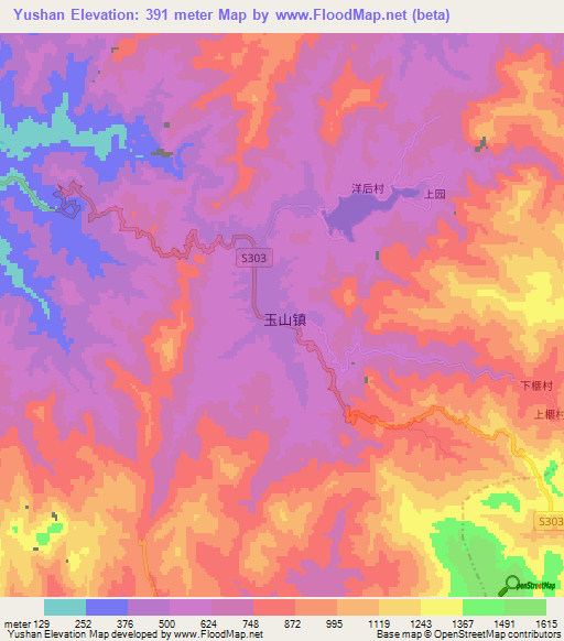Yushan,China Elevation Map