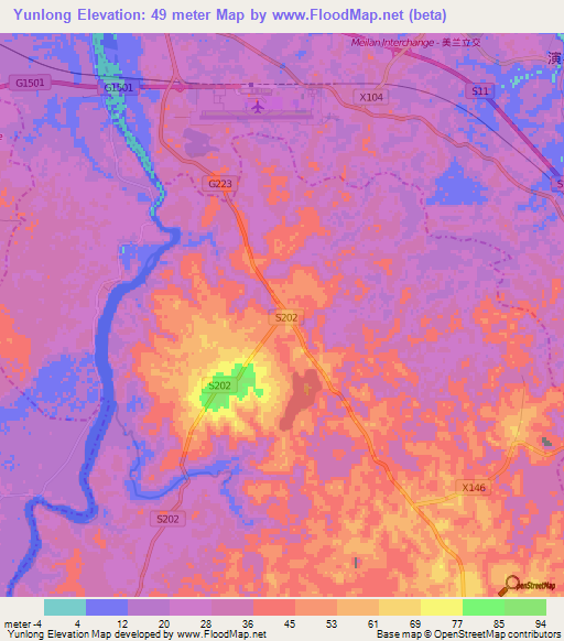 Yunlong,China Elevation Map
