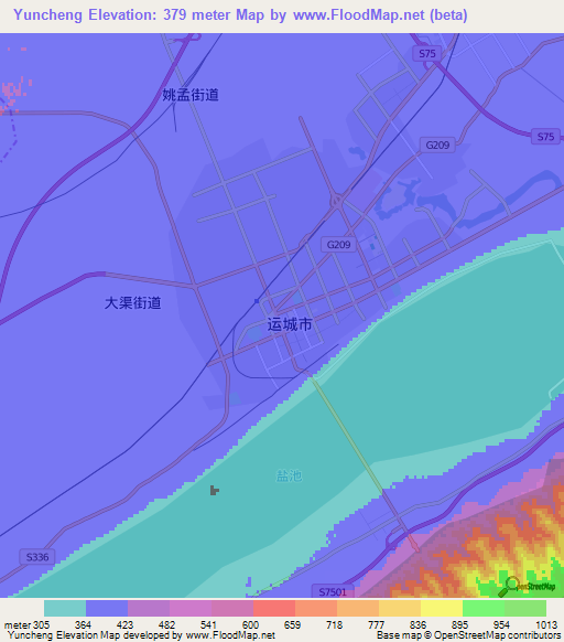 Yuncheng,China Elevation Map
