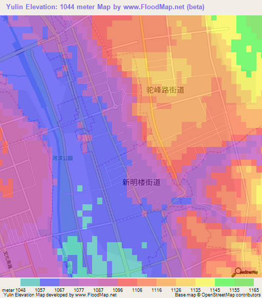 Yulin,China Elevation Map