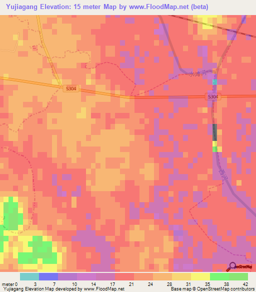 Yujiagang,China Elevation Map