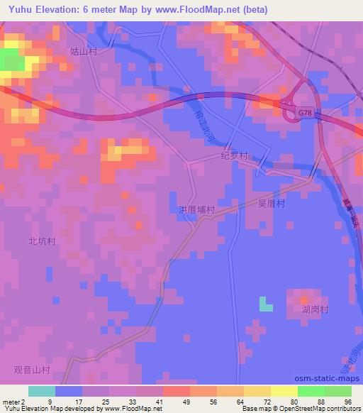Yuhu,China Elevation Map