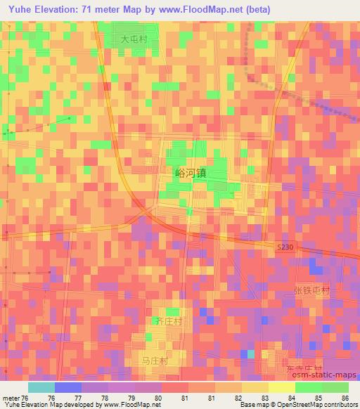 Yuhe,China Elevation Map