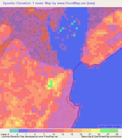 Uyombo,Kenya Elevation Map