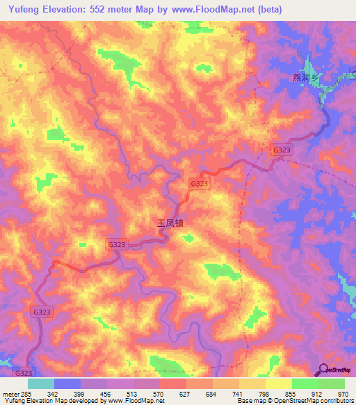 Yufeng,China Elevation Map
