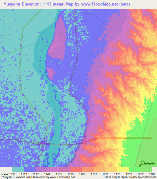 Yueyahu,China Elevation Map
